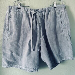 CITIZENS OF HUMANITY Drawstring Deck Linen Shorts Button Fly Mens Stone Blue XXL